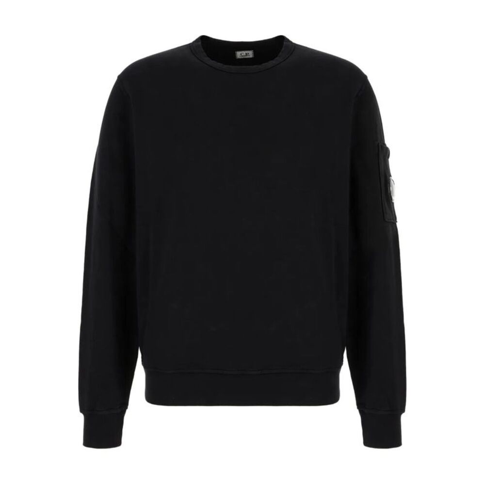 C.P. Company Men Crewneck Fleece Sweatshirt With Logo Badge